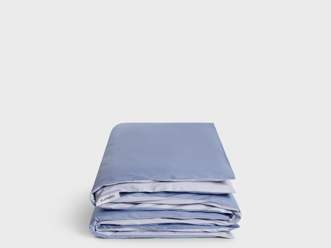 Kinderdekbedovertrek percal katoen double face lavender/serene blue