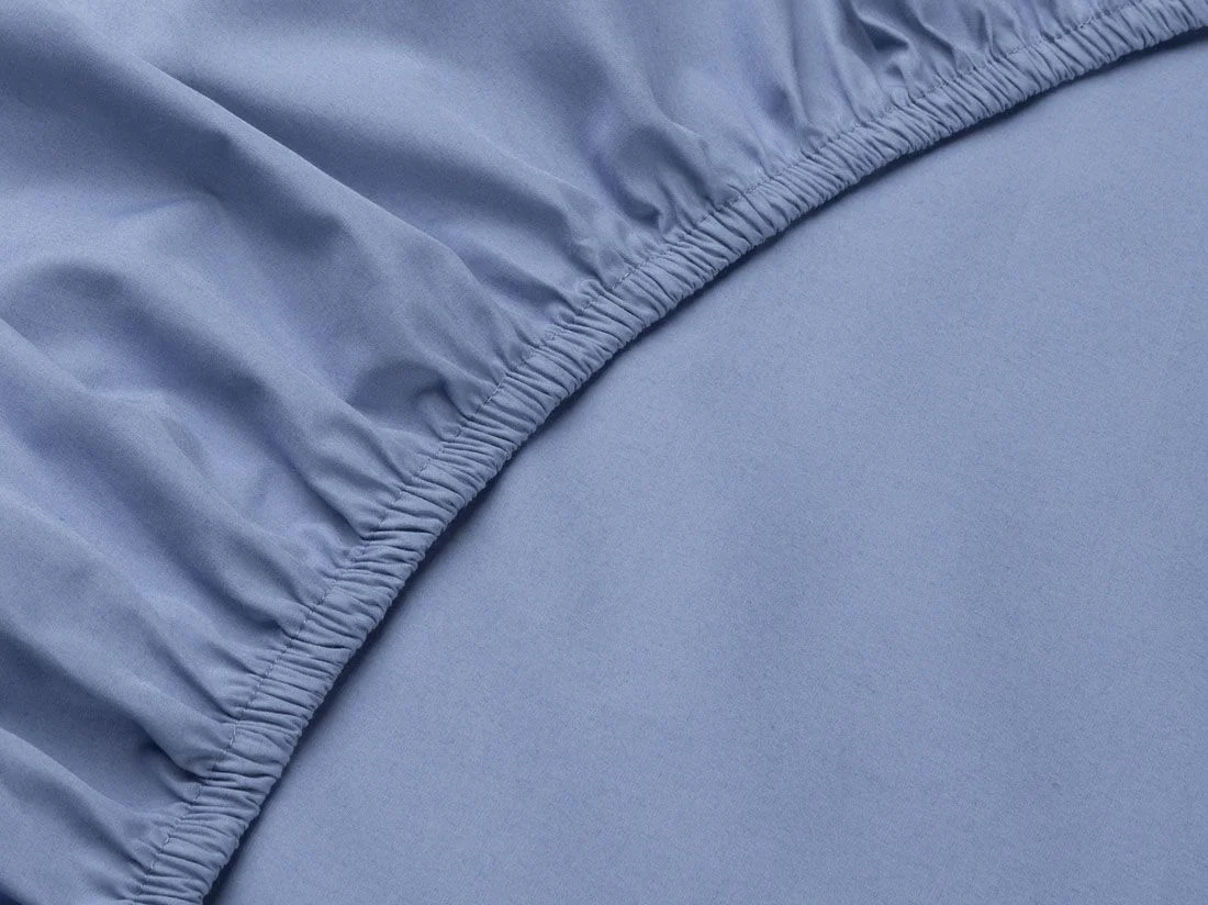 Hoeslaken percal katoen serene blue
