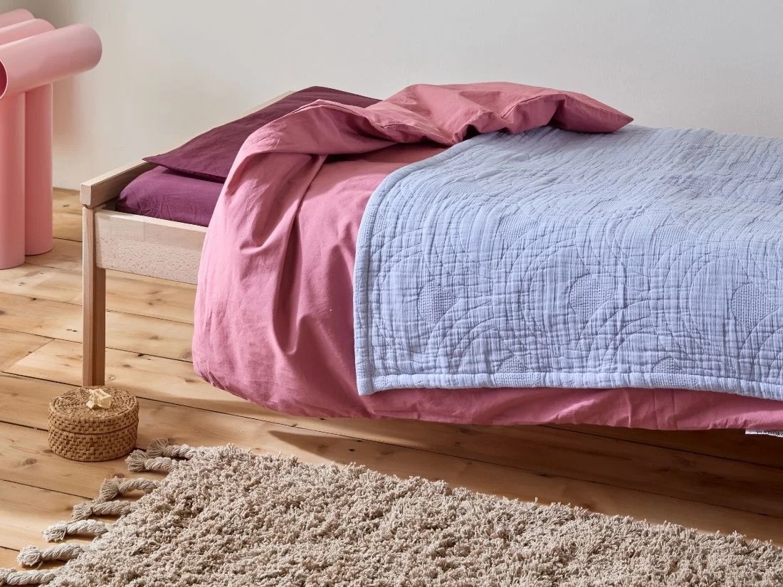 Kindersprei mousseline katoen arch lavender blue 100x150