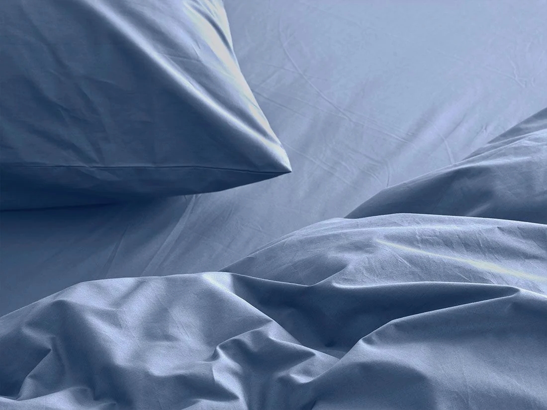 Hoeslaken percal katoen serene blue