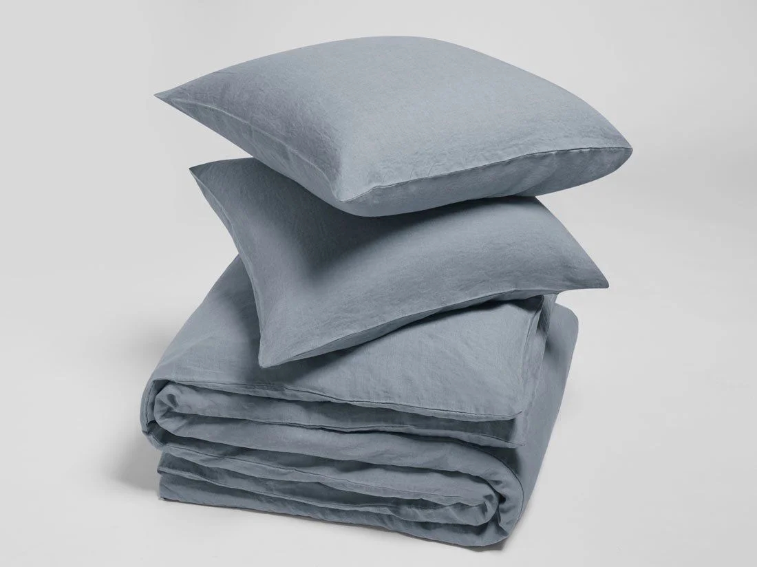 Dekbedovertrek gewassen linnen dusk blue