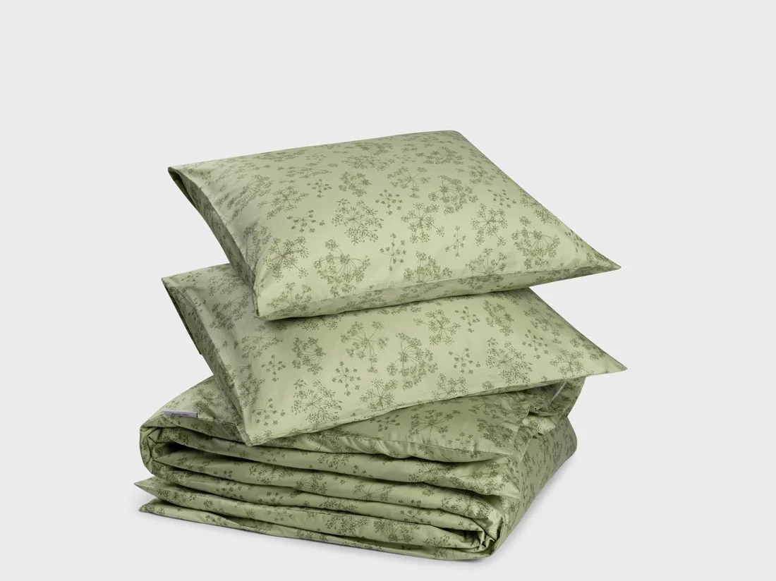 Dekbedovertrek katoen satijn green bloom