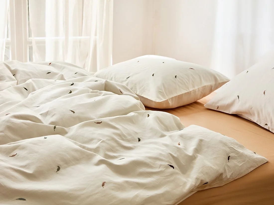 Dekbedovertrek katoen satijn multicolour feather